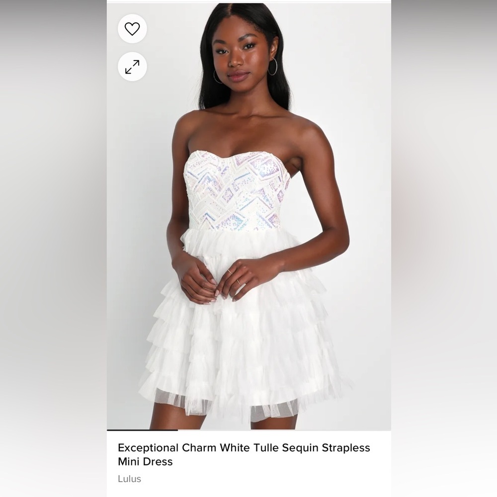 White Tulle Sequin Strapless Mini Dress - never used. Still has tag!